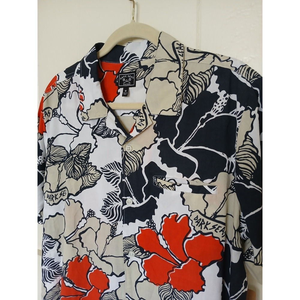 New‎ - DARK SEAS Katella Woven Hawaiian Camp Button Shirt Men's Medium Rayon SS